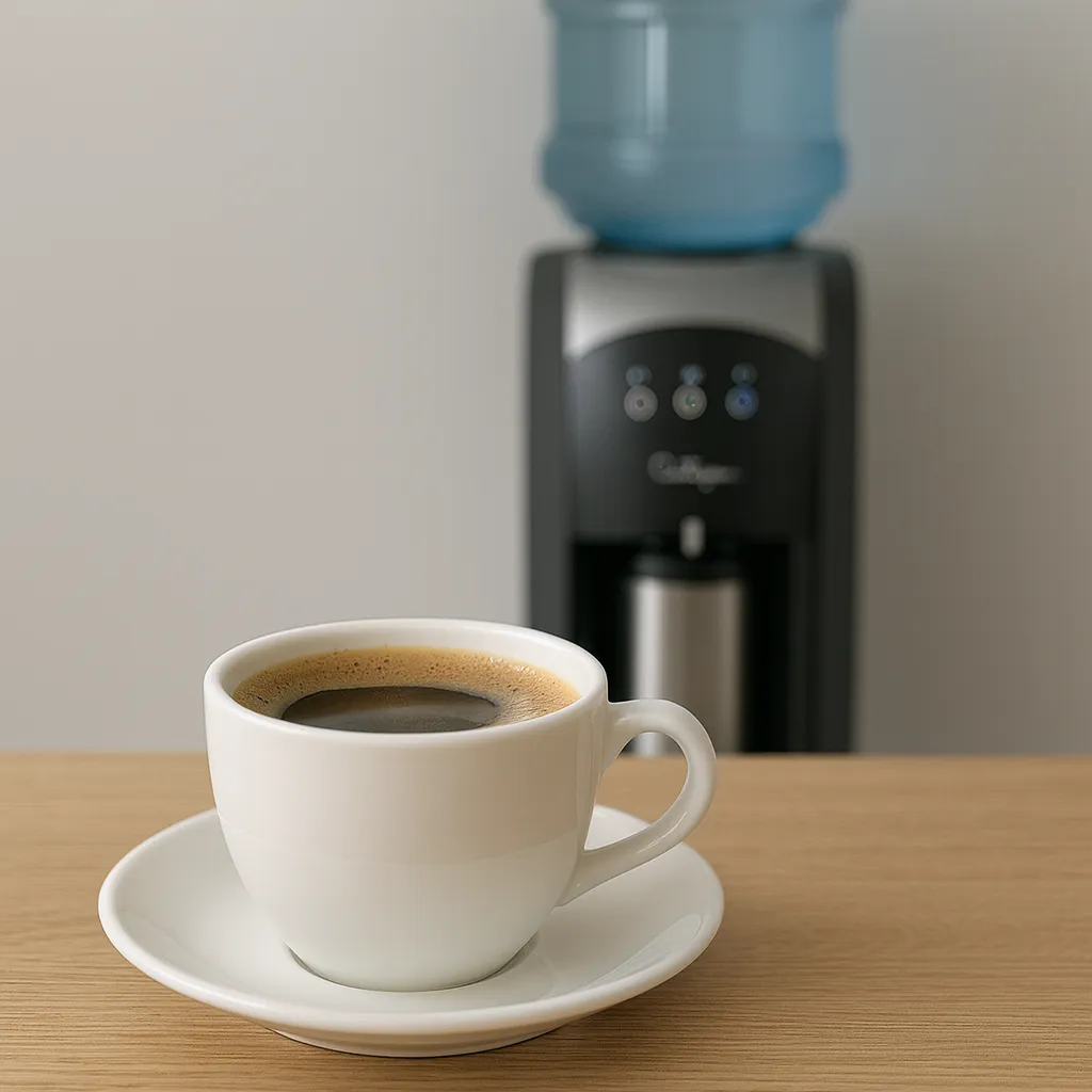 cup of coffee with culligan in background
