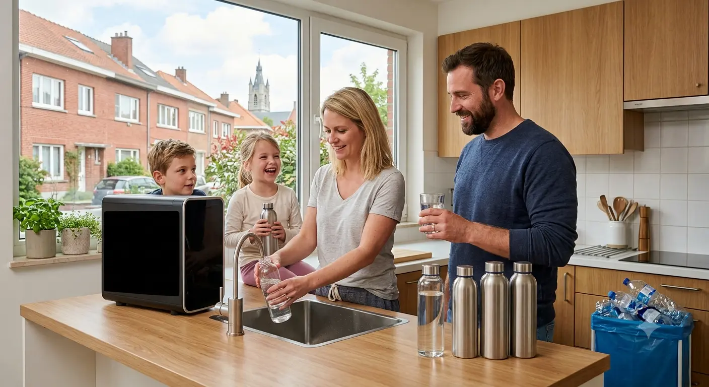 Gezin met drinkwatersysteem